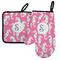 Sea Horses Left Oven Mitt & Pot Holder Set w/ Name and Initial