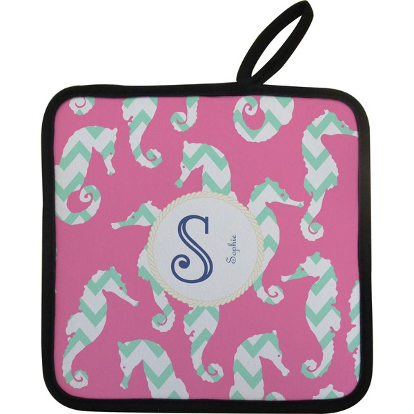 Custom Sea Horses Pot Holder w/ Name and Initial