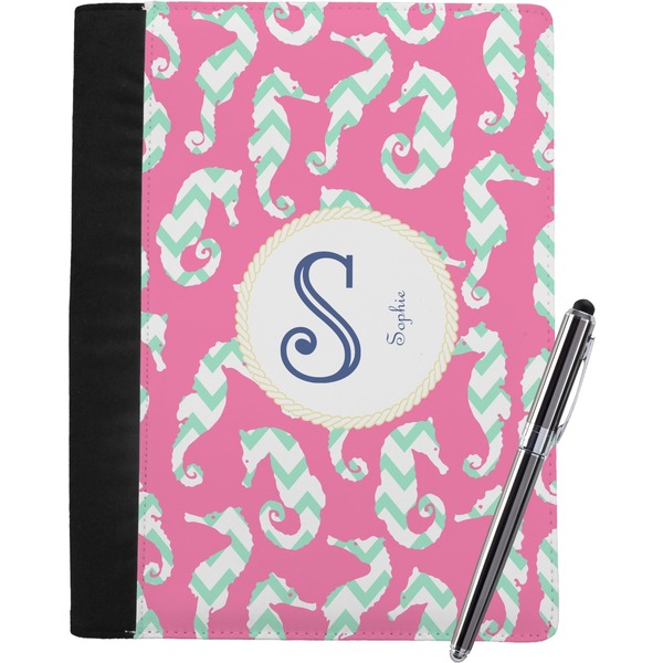 Custom Sea Horses Notebook Padfolio - Large w/ Name and Initial