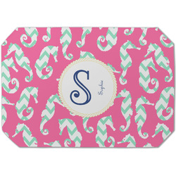 Sea Horses Dining Table Mat - Octagon (Single-Sided) w/ Name and Initial