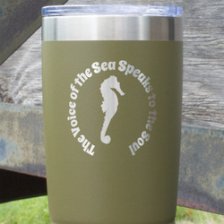 Sea Horses 20 oz Stainless Steel Tumbler - Olive - Double Sided (Personalized)
