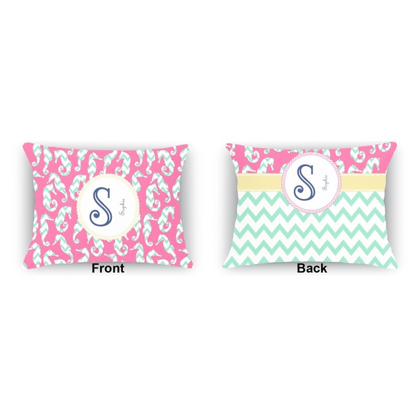 Sea Horses Outdoor Rectangular Throw Pillow (Front and Back)