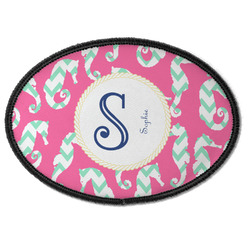 Sea Horses Iron On Oval Patch w/ Name and Initial