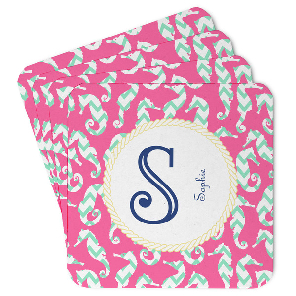 Custom Sea Horses Paper Coasters w/ Name and Initial