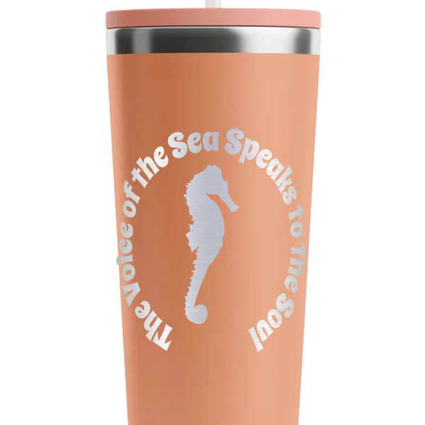 Sea Horses Peach RTIC Everyday Tumbler - 28 oz. - Close Up