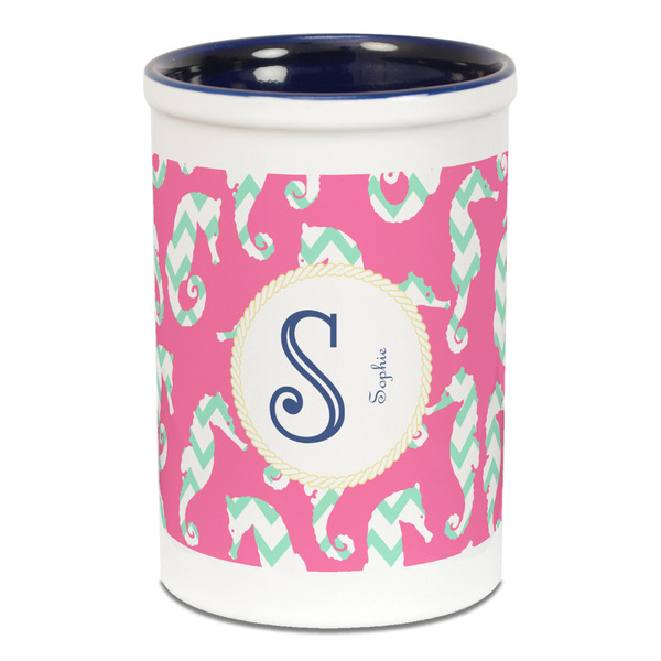 Sea Horses Pencil Holder - Blue