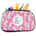 Sea Horses Neoprene Pencil Case - Medium w/ Name and Initial