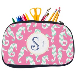 Sea Horses Neoprene Pencil Case - Medium w/ Name and Initial