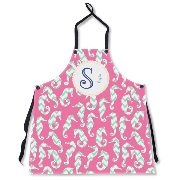 Custom Sea Horses Apron Without Pockets w/ Name and Initial