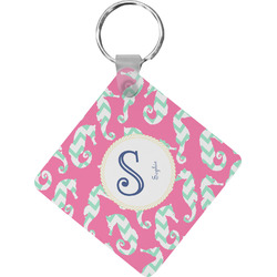 Sea Horses Diamond Plastic Keychain w/ Name and Initial