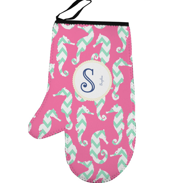 Sea Horses Personalized Oven Mitt - Left