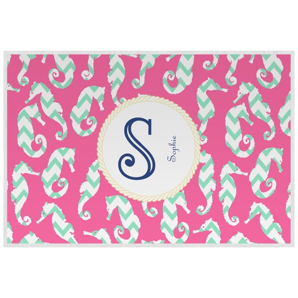 Custom Sea Horses Laminated Placemat w/ Name and Initial