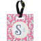Sea Horses Plastic Luggage Tag - Square w/ Name and Initial