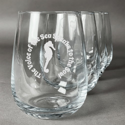 Sea Horses Stemless Wine Glasses (Set of 4) (Personalized)