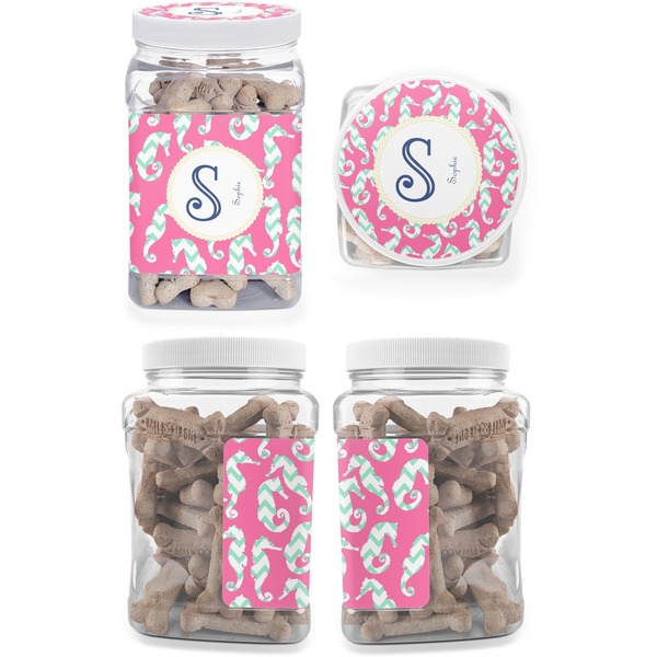 Sea Horses Pet Treat Jar - Multiple Angles