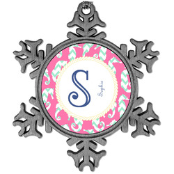 Sea Horses Vintage Snowflake Ornament (Personalized)