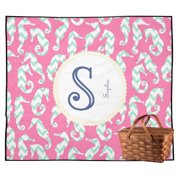 Custom Sea Horses Outdoor Picnic Blanket (Personalized)