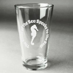 Sea Horses Pint Glass - Engraved (Single) (Personalized)
