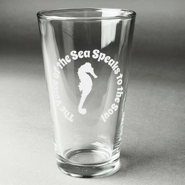 Custom Sea Horses Pint Glass - Engraved (Personalized)