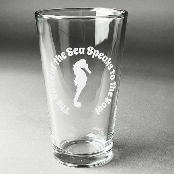Custom Sea Horses Pint Glass - Engraved (Single) (Personalized)