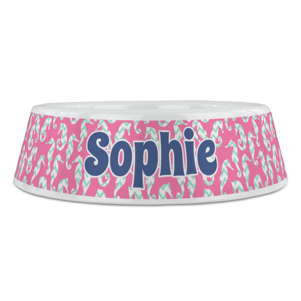 Sea Horses Plastic Pet Bowls - Large - FRONT