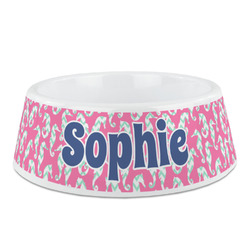 Sea Horses Plastic Dog Bowl - Medium (Personalized)