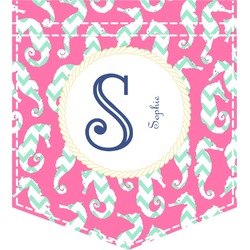 Sea Horses Iron On Faux Pocket (Personalized)