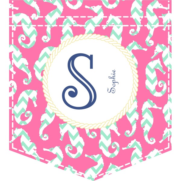 Custom Sea Horses Iron On Faux Pocket (Personalized)