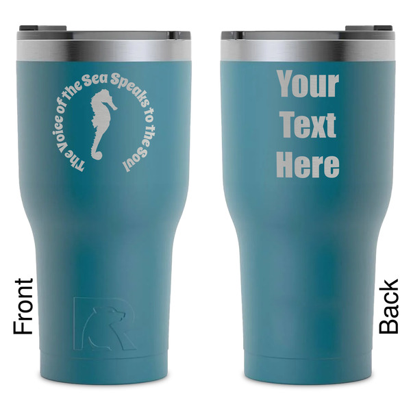 Custom Sea Horses RTIC Tumbler - Dark Teal - Laser Engraved - Double-Sided (Personalized)
