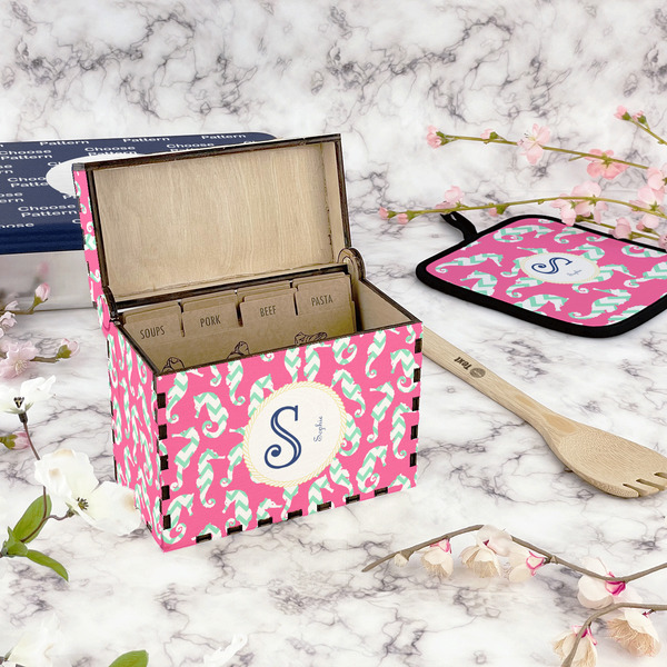 Sea Horses Recipe Box - Full Color - In Context