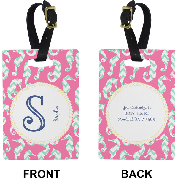 Sea Horses Rectangle Luggage Tag (Front + Back)