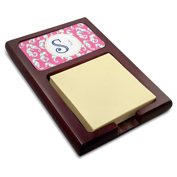 Custom Sea Horses Red Mahogany Sticky Note Holder (Personalized)