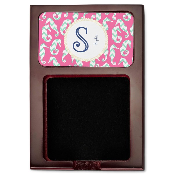 Sea Horses Red Mahogany Sticky Note Holder - Flat