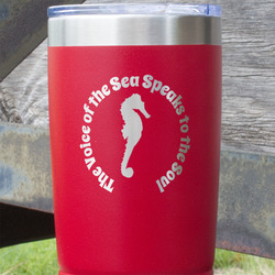 Sea Horses 20 oz Stainless Steel Tumbler - Red - Single Sided (Personalized)