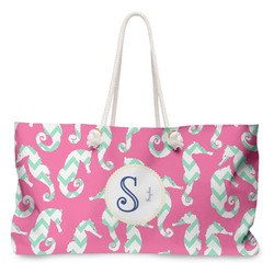 Sea Horses Large Tote Bag with Rope Handles (Personalized)