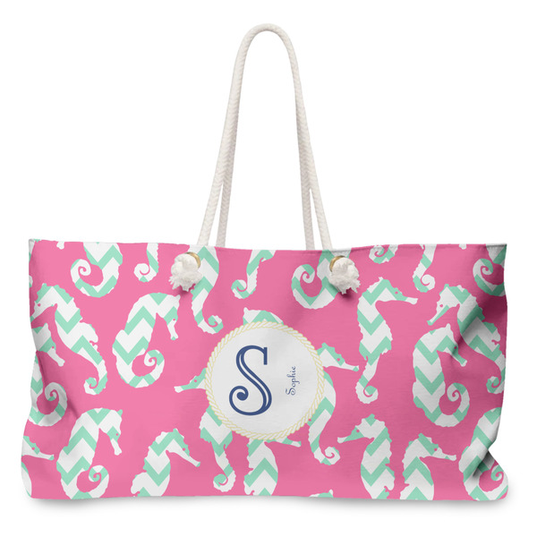 Custom Sea Horses Large Tote Bag with Rope Handles (Personalized)