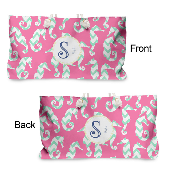 Sea Horses Large Rope Tote - From & Back View