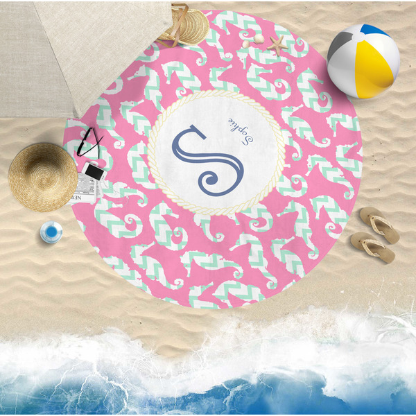 Sea Horses Round Beach Towel Lifestyle