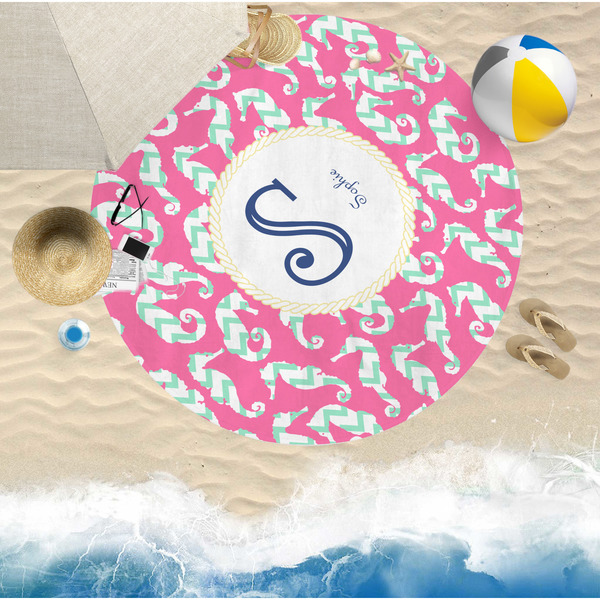 Sea Horses Round Beach Towel Lifestyle