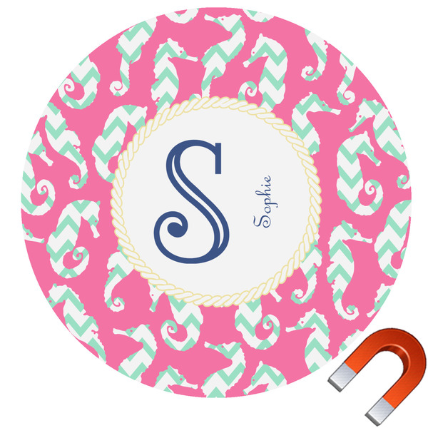 Custom Sea Horses Round Car Magnet - 6" (Personalized)
