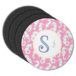 Sea Horses Round Rubber Backed Coasters - Set of 4 (Personalized)