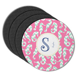 Sea Horses Round Rubber Backed Coasters - Set of 4 (Personalized)