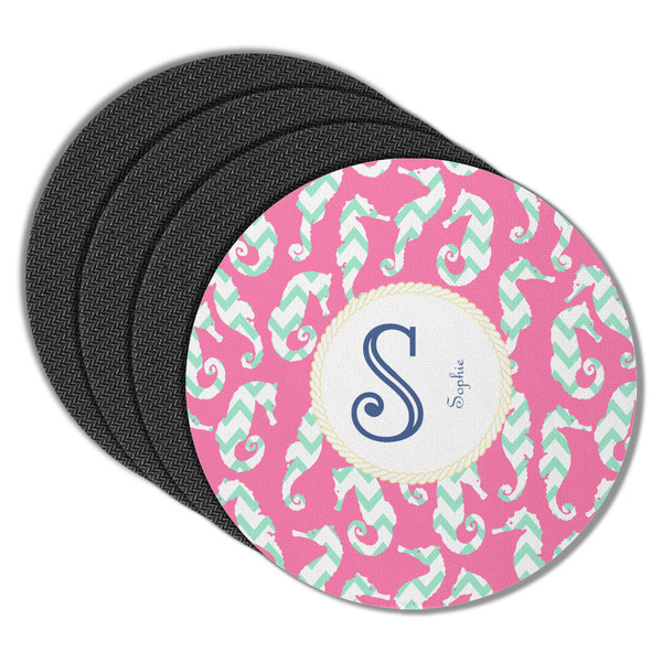 Custom Sea Horses Round Rubber Backed Coasters - Set of 4 (Personalized)