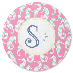 Sea Horses Round Rubber Backed Coaster (Personalized)