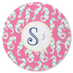 Sea Horses Round Rubber Backed Coaster (Personalized)
