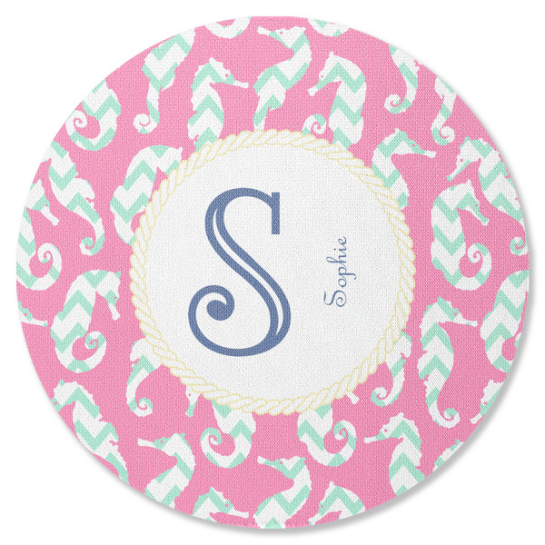 Custom Sea Horses Round Rubber Backed Coaster (Personalized)