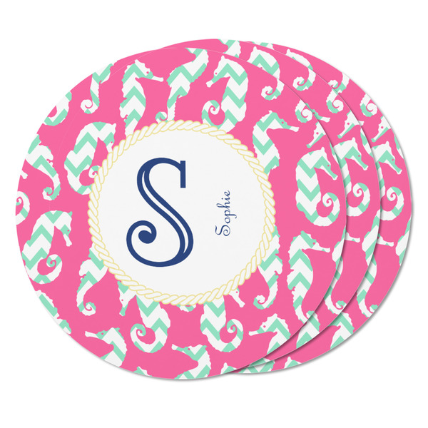 Sea Horses Round Fridge Magnet - THREE