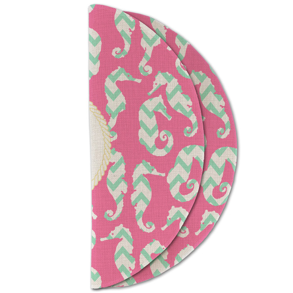 Sea Horses Round Linen Placemats - HALF FOLDED (double sided)