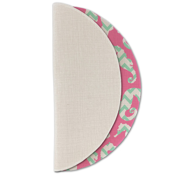 Sea Horses Round Linen Placemats - HALF FOLDED (single sided)