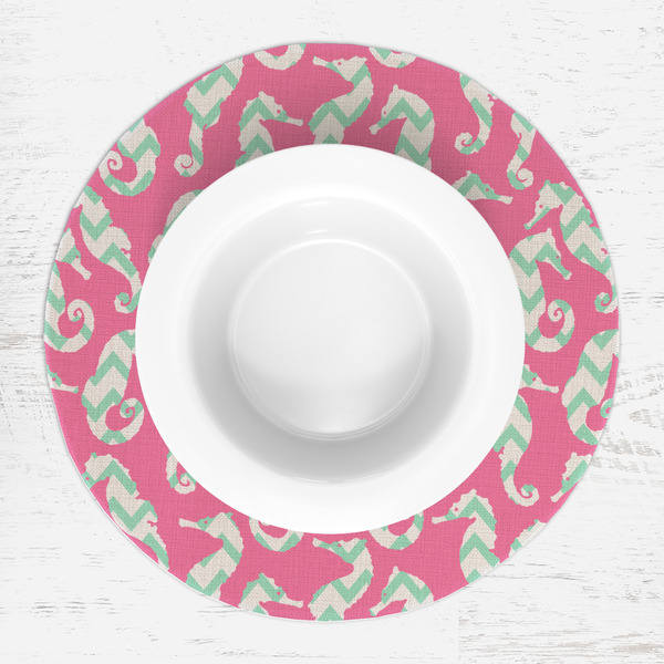 Sea Horses Round Linen Placemats - LIFESTYLE (single)